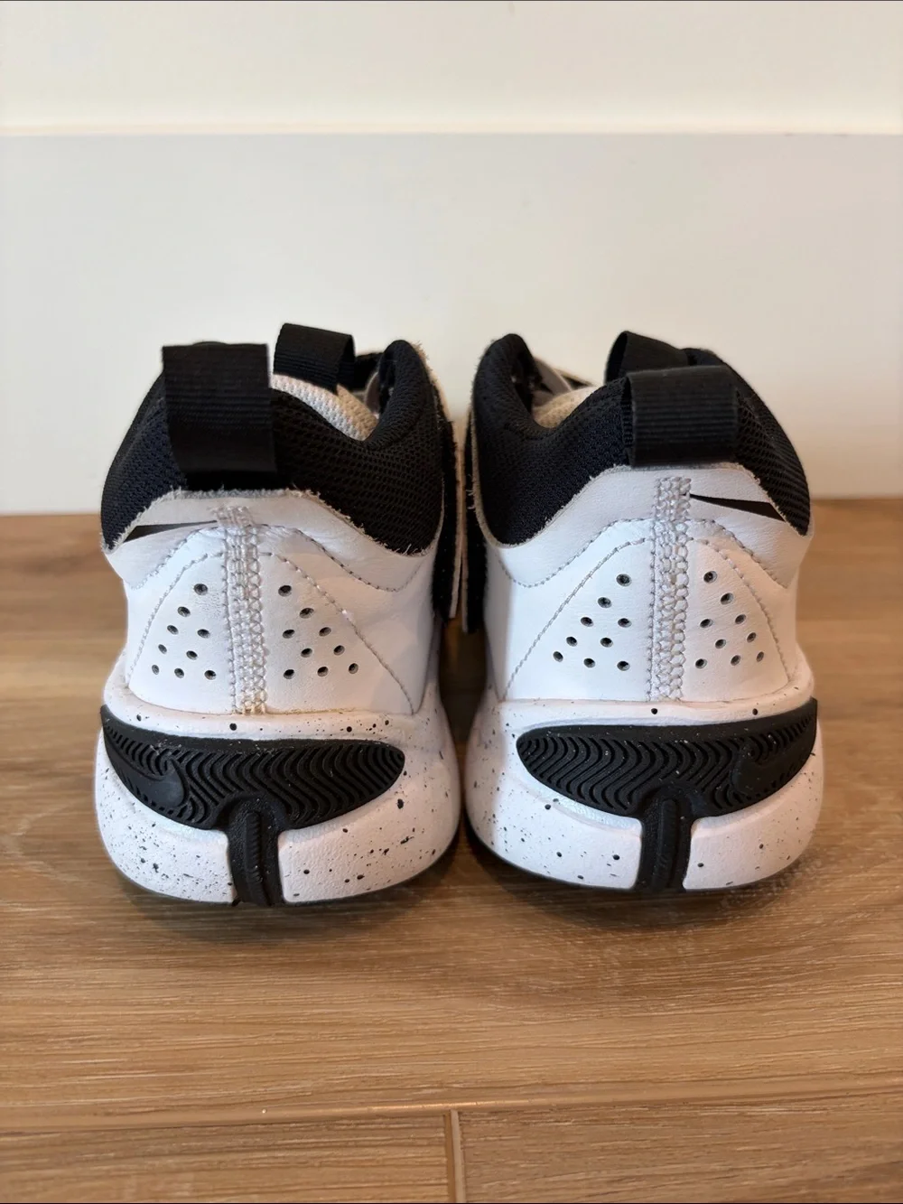 Nike Kids White and Black High-Top Sneakers with Velcro Strap